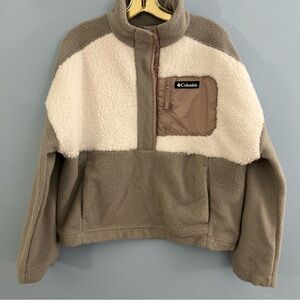 Columbia Women’s Brown Tan and Cream Fleece Pullover Large